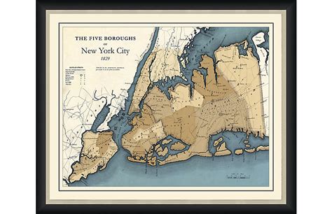 Map Of New Yorks Five Boroughs 1829 One Kings Lane