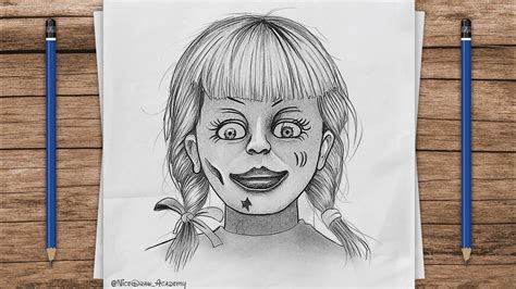 How To Draw Annabelle Doll Drawing Tutorial Horror Drawing Scary Drawings Youtube