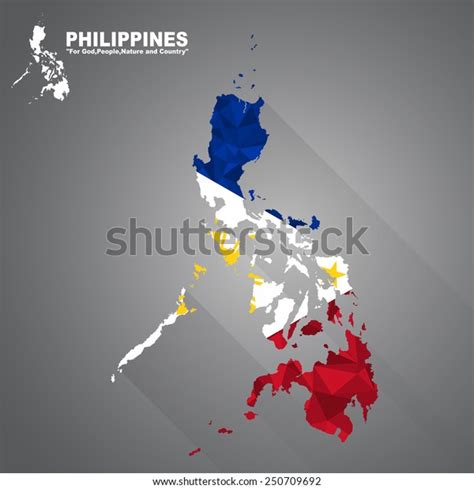 Philippines Flag Overlay On Philippines Map With Polygonal And Long