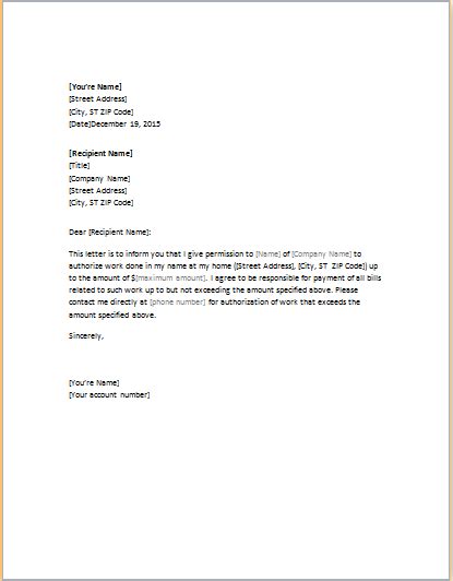 authorization letter template  word  word excel