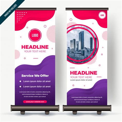 Roll Up Banner With Colorfull Gradient Premium Vector Standing Banner