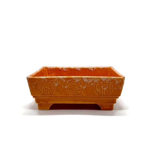 Vintage Orange Ceramic Planter Asian Planter Mid Century Etsy