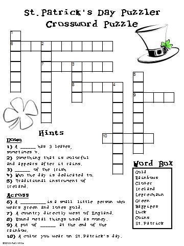 Patrick's day with this free and educational crossword puzzle for kids to print at home. St. Patrick's Day Puzzler Freebie - Classroom Freebies
