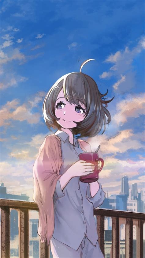 Anime Drinking Coffee Wallpaper With Tenor Maker Of Keyboard Add