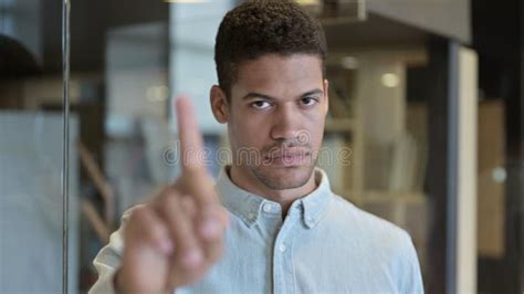 The Young African Man Saying No With Finger Sign Stock Image Image Of