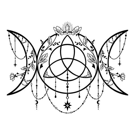 Premium Vector Triple Moon Triquetra Triple Goddess Neopaganism