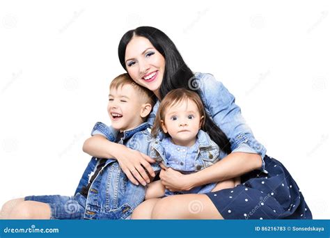 Portrait Of A Happy Mother With Her Children Stock Image Image Of