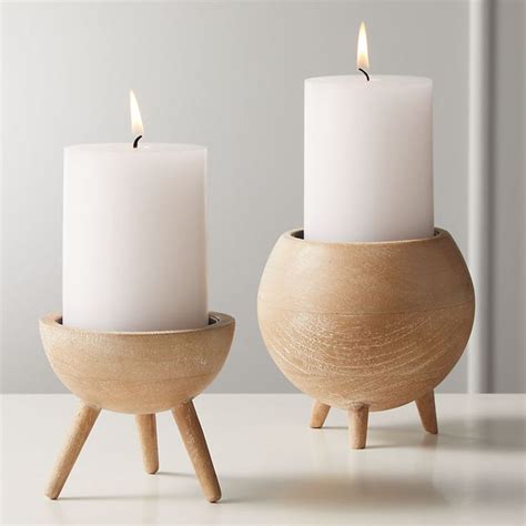 New Furniture And Home Decor Cb2 Wood Pillar Candle Holders Pillar
