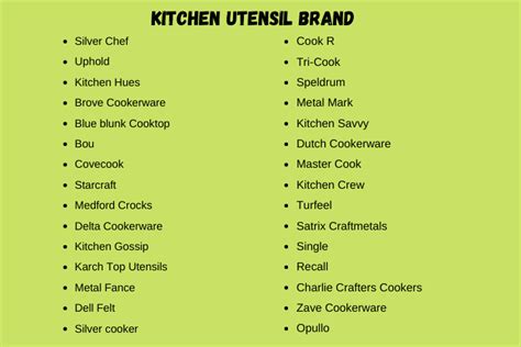 200+ Great Kitchen Utensil Brand Names Ideas and Suggestions