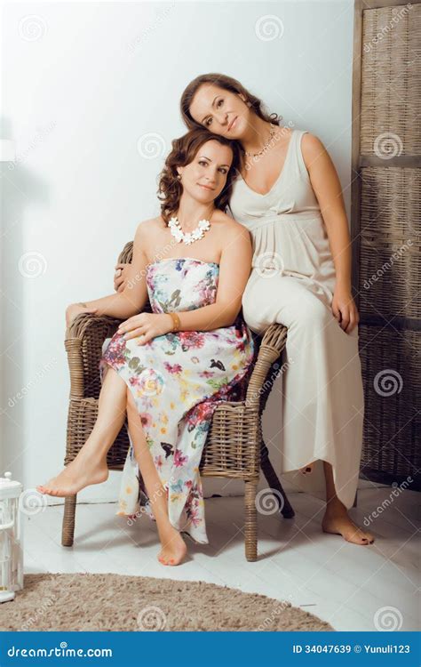 Mature Sisters Twins At Home Stock Image Image Of Friendship
