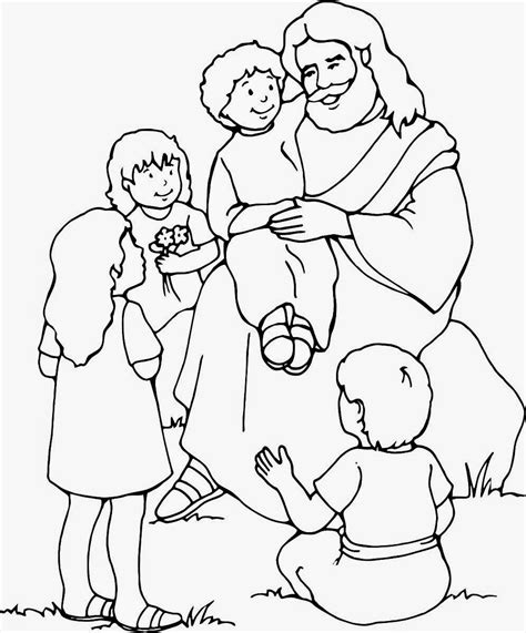 Dibujo De Jesus Con Los Niños Para Colorear ~ Dibujos Cristianos Para