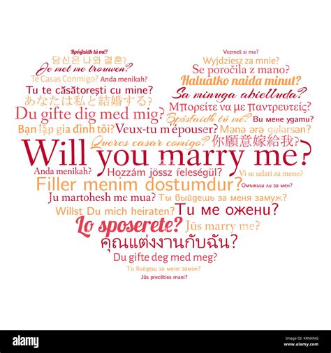 Phrase Will You Marry Me In Different Languages Words In Cloud In The