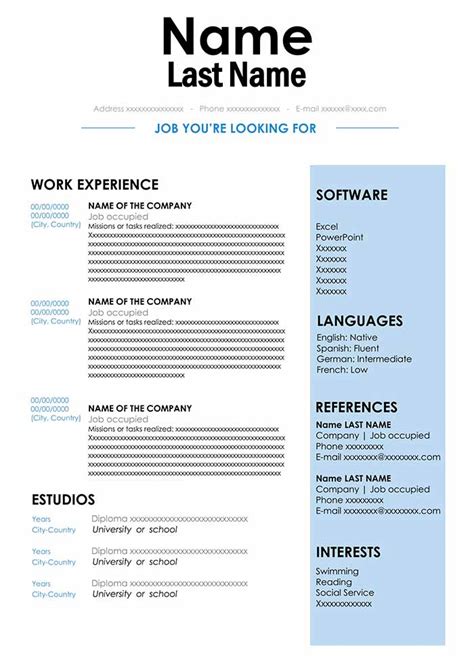 This modern ms word resume template includes graphical elements that make it stand out from the rest and don't distract the reader from the document's content. CV Sample in Doc Format - Download for Word | Free Resume