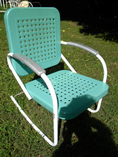This old lawn chair was a beautiful in its heyday in the '40s and '50s and had a long life of service to its family. 25 Collection of Retro Metal Outdoor Chairs