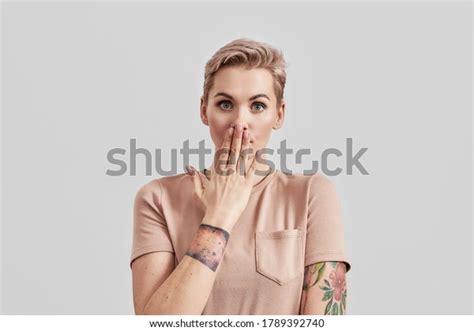Portrait Tattooed Woman Pierced Nose Short Stock Photo Shutterstock