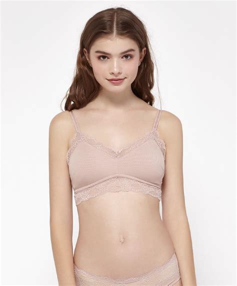 sexy dusty pink lace ribbed bra top women s fashion tops sleeveless on carousell