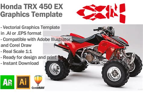 Honda Trx 450 Ex Atv Quad Graphics Template Artabrian™ Graphic