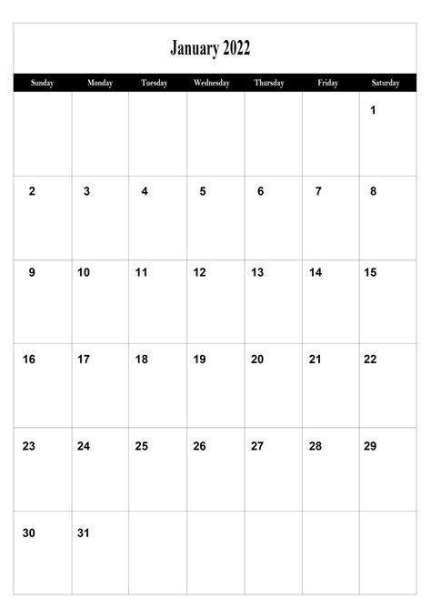 Printable Calendar January 2022 Monthly Templates January Calendar