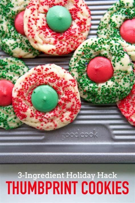 3 ingredient christmas cookies | chelsea's messy apron. 3-Ingredient Thumbprint Cookies | Recipe | Holiday cookie recipes, Holiday cookies, Easy holiday ...