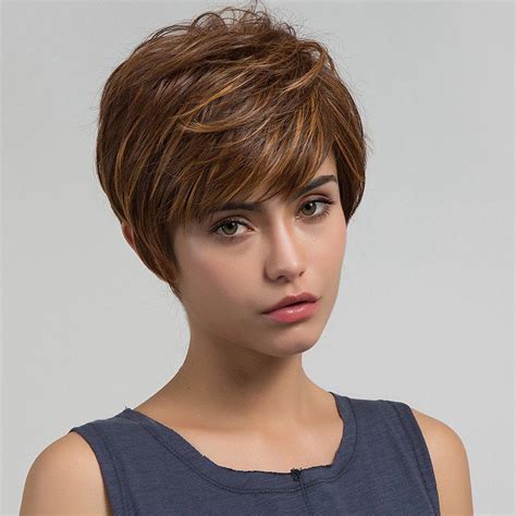 [39 Off] Short Side Bang Layered Colormix Straight Synthetic Wig Rosegal
