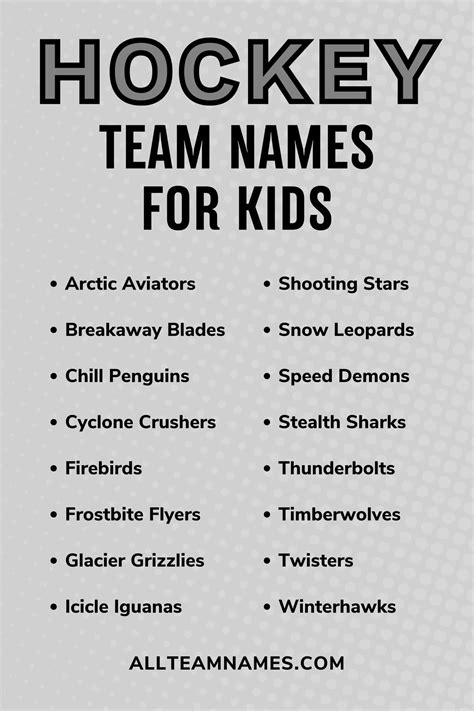 268 Names For Hockey Teams That Score Big