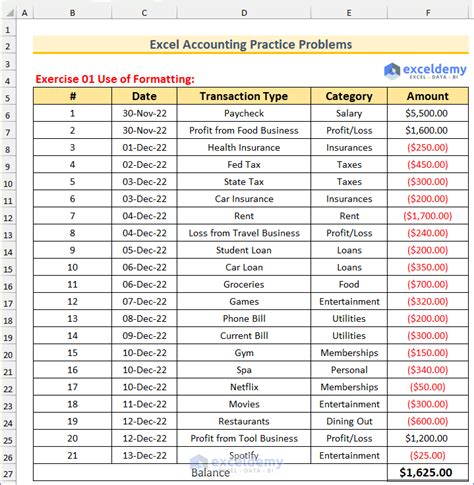 Excel Accounting Practice Problems 8 Exercises Exceldemy