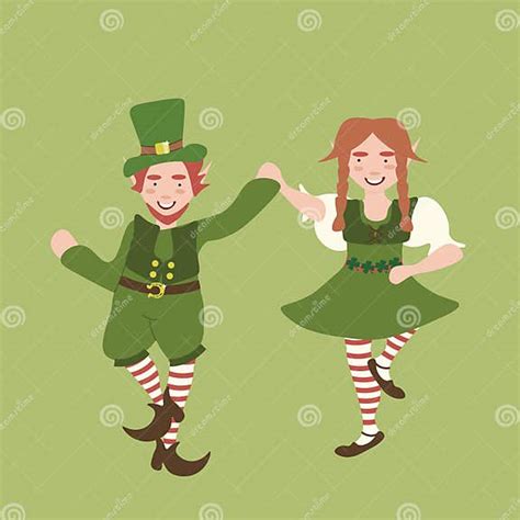 Dancing Leprechauns Couple Stock Vector Illustration Of Festival