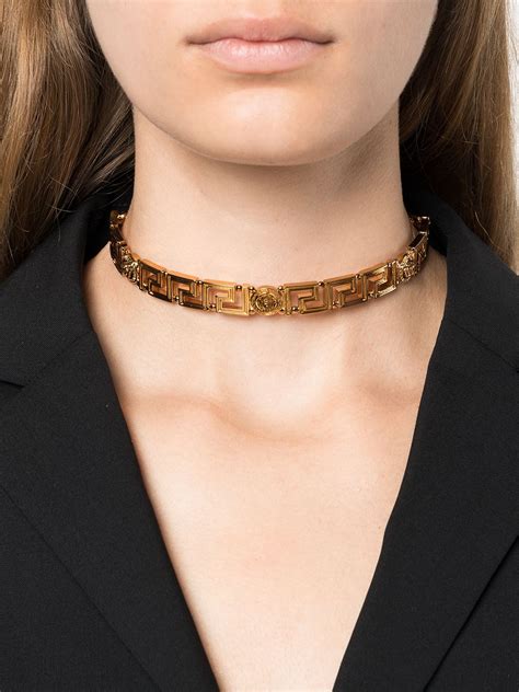 Versace Medusa Plaque Choker Necklace In Gold Modesens