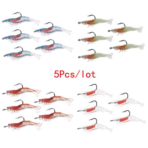 5pcslot Fishing Lures Artificial Shrimp Lures Soft Fishing Bait Prawn