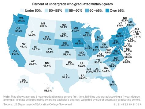 Us College Graduation Rate Within Six Years Mapporn