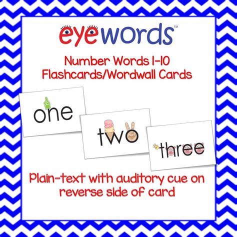 Eyewords Number Words One To Ten Multisensory Flashcardswordwall