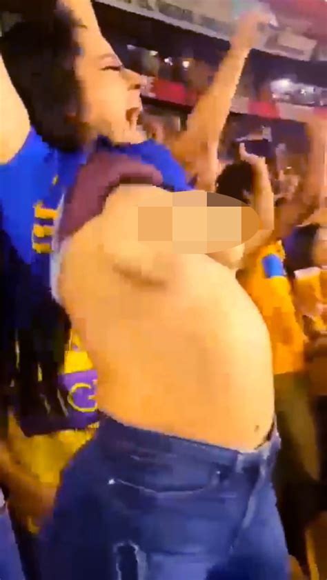 Fan Flashes Boobs In Wildest Celebration Ever And Poses For Selfies While Topless With Fellow