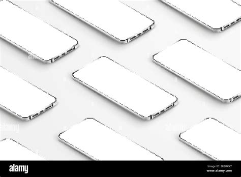 Realistic Smartphones Vector Mockup 3d Mobile Phones With Blank White