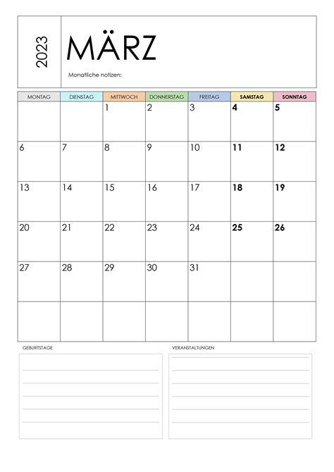 Kalender März 2023 Kalendersu