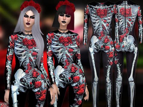 Skeleton Halloween Costume Bodysuit By Pinkzombiecupcakes At Tsr Sims