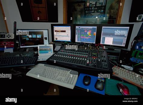Modern Recording Studio Control Room With Digital Mixer Computer