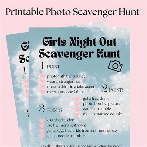 Girls Night Out Scavenger Hunt Printable Digital Photo Etsy