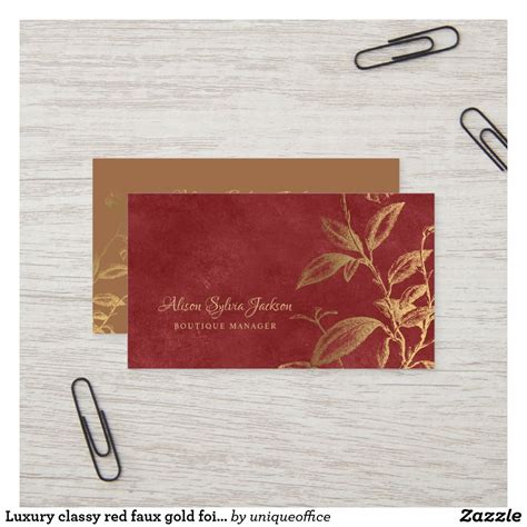 How to start a grillz business? Luxury classy red faux gold foil boutique owner business card | Zazzle.com | Elegant business ...