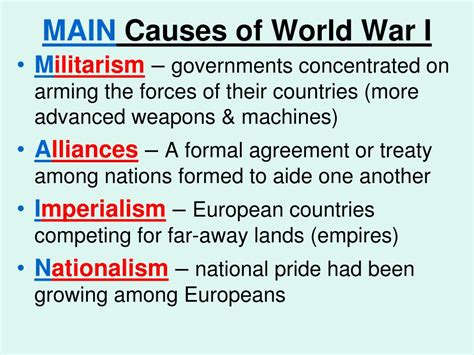 💣 A Major Cause Of World War 1 Was World War I Summary Causes