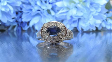 Vintage Inspired Blue Sapphire And Diamond Engagement Ring Transcend