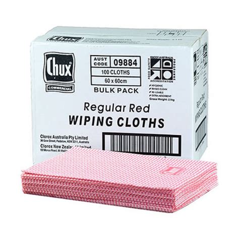 Chux® Wiping Cloths Red 60x60cm Box100 Clorox Professional Products