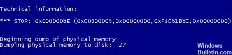fixing blue screen of death error 0x0000008e windows bulletin