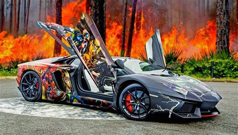 Gallery Lamborghini Aventador Roadster With Superhero Wrap