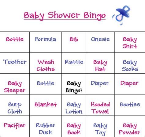 Classic printable baby shower bingo (11 styles) @ebabyshowergames.com #957564. baby bingo sheets | Free Printable Baby Shower Bingo Card ...