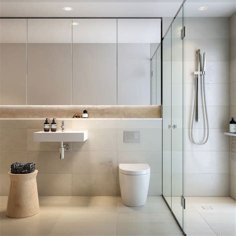 Ultra Sleek And Contemporary Bathroom With Ample Face Level Storage