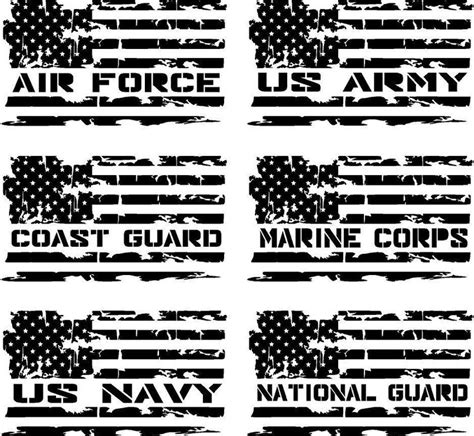 Distressed Military Service Branch American Flag Premium Vinyl Decal
