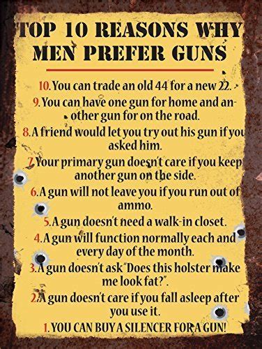 top 10 reasons why men prefer guns vintage metal wall sign high quality printing