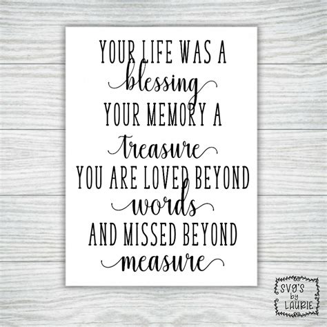 Your Life Was A Blessing Your Memory A Treasure Svg Loving Etsy