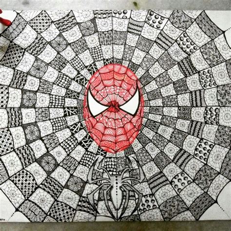 Spiderman zentangle Mandala | Tangle patterns, Zentangle art, Drawings