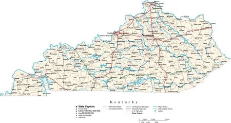 Kentucky State Map In Fit Together Style To Match Other States